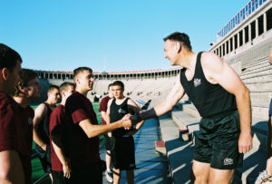 Larry at Harvard Stadium